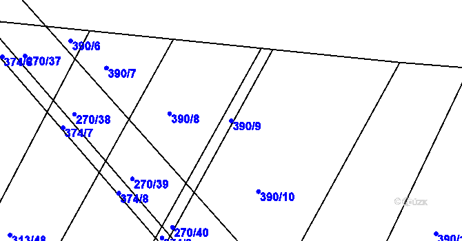 Parcela st. 390/9 v KÚ Nýrov, Katastrální mapa