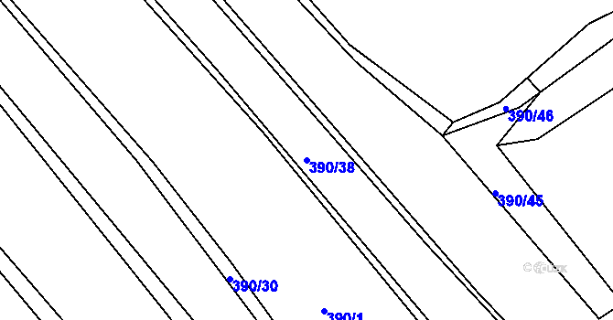 Parcela st. 390/38 v KÚ Nýrov, Katastrální mapa