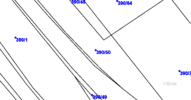 Parcela st. 390/50 v KÚ Nýrov, Katastrální mapa