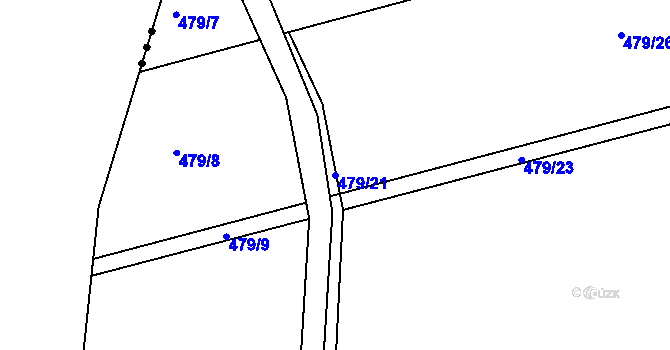 Parcela st. 479/21 v KÚ Nýrov, Katastrální mapa