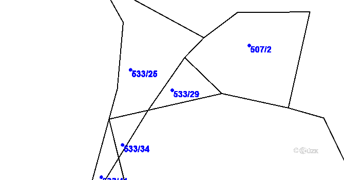 Parcela st. 533/29 v KÚ Nýrov, Katastrální mapa