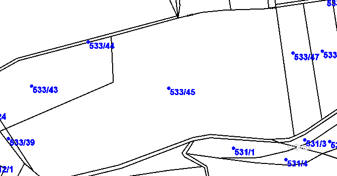 Parcela st. 533/45 v KÚ Nýrov, Katastrální mapa