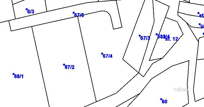 Parcela st. 67/4 v KÚ Nýrov, Katastrální mapa
