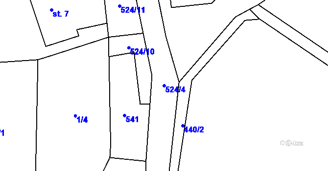 Parcela st. 524/4 v KÚ Blata, Katastrální mapa