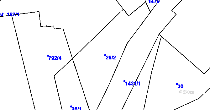 Parcela st. 26/2 v KÚ Hodousice, Katastrální mapa