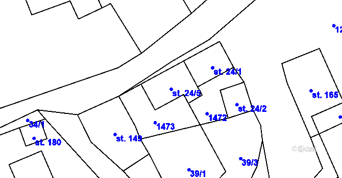 Parcela st. 24/5 v KÚ Hodousice, Katastrální mapa