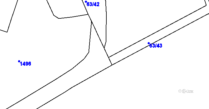 Parcela st. 63/46 v KÚ Hodousice, Katastrální mapa