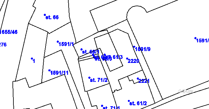 Parcela st. 61/3 v KÚ Nýrsko, Katastrální mapa