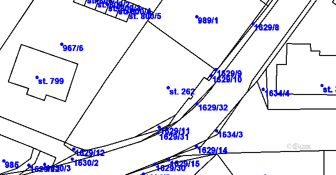 Parcela st. 262 v KÚ Nýrsko, Katastrální mapa