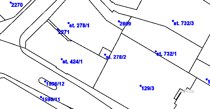 Parcela st. 278/2 v KÚ Nýrsko, Katastrální mapa