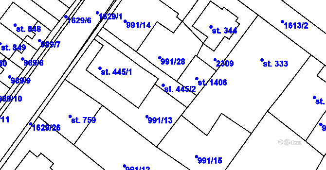 Parcela st. 445/2 v KÚ Nýrsko, Katastrální mapa