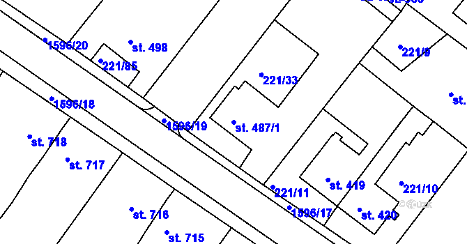 Parcela st. 487/1 v KÚ Nýrsko, Katastrální mapa