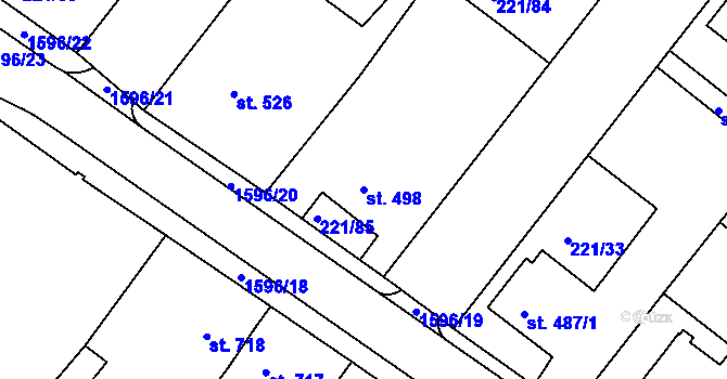 Parcela st. 498 v KÚ Nýrsko, Katastrální mapa