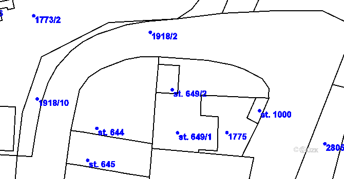 Parcela st. 649/2 v KÚ Nýrsko, Katastrální mapa