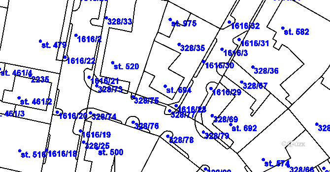 Parcela st. 694 v KÚ Nýrsko, Katastrální mapa