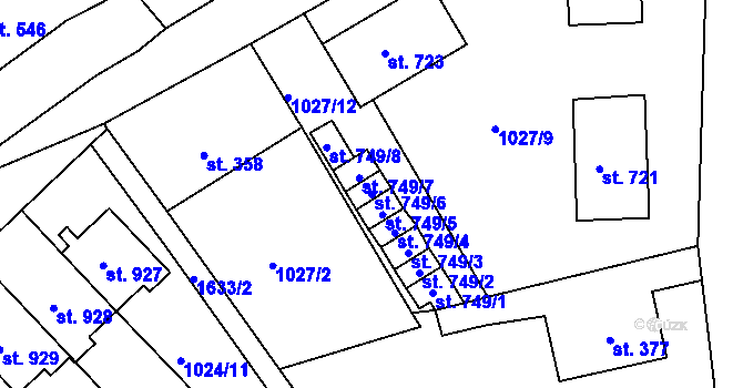 Parcela st. 749/6 v KÚ Nýrsko, Katastrální mapa