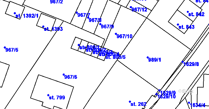 Parcela st. 800/5 v KÚ Nýrsko, Katastrální mapa