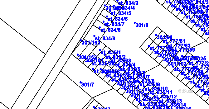 Parcela st. 835/2 v KÚ Nýrsko, Katastrální mapa