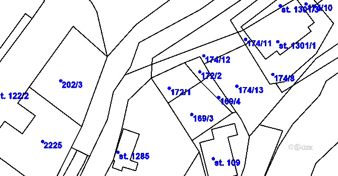 Parcela st. 172/1 v KÚ Nýrsko, Katastrální mapa