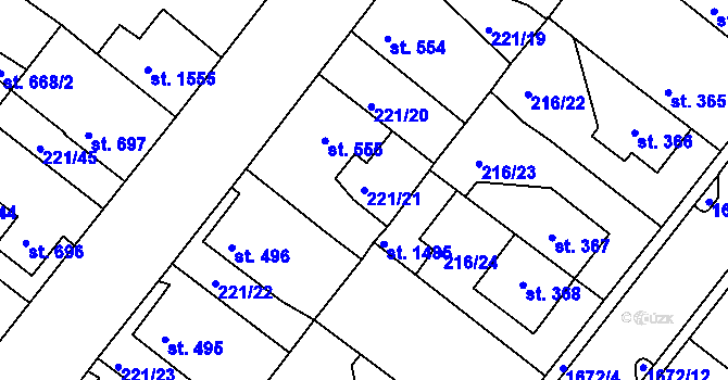 Parcela st. 221/21 v KÚ Nýrsko, Katastrální mapa
