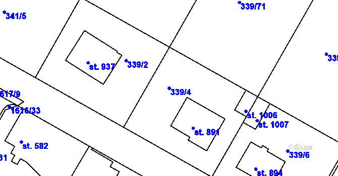 Parcela st. 339/4 v KÚ Nýrsko, Katastrální mapa