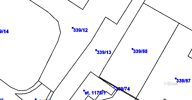 Parcela st. 339/13 v KÚ Nýrsko, Katastrální mapa