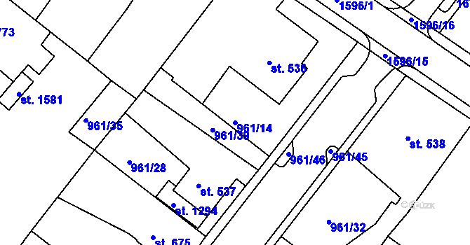 Parcela st. 961/14 v KÚ Nýrsko, Katastrální mapa