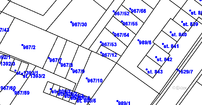 Parcela st. 967/12 v KÚ Nýrsko, Katastrální mapa