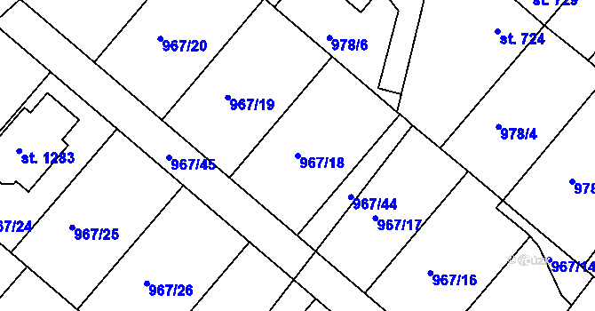 Parcela st. 967/18 v KÚ Nýrsko, Katastrální mapa