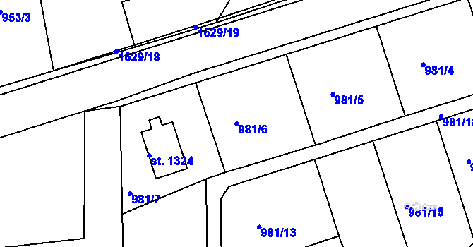Parcela st. 981/6 v KÚ Nýrsko, Katastrální mapa