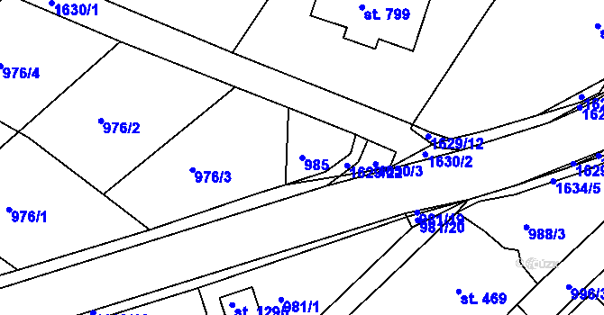 Parcela st. 985 v KÚ Nýrsko, Katastrální mapa