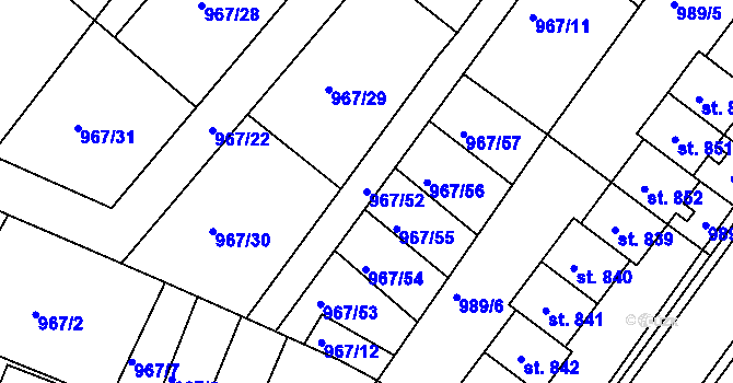 Parcela st. 967/52 v KÚ Nýrsko, Katastrální mapa