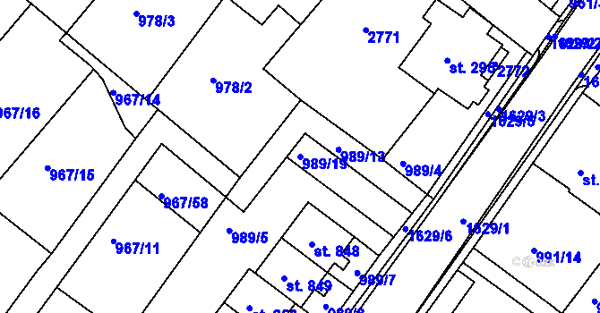 Parcela st. 989/19 v KÚ Nýrsko, Katastrální mapa