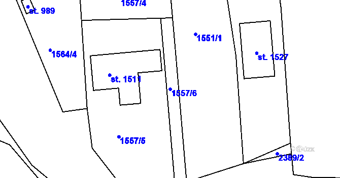 Parcela st. 1557/6 v KÚ Nýrsko, Katastrální mapa