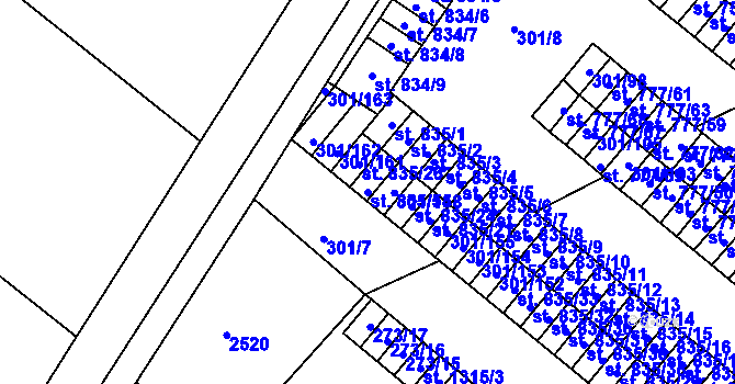 Parcela st. 835/54 v KÚ Nýrsko, Katastrální mapa