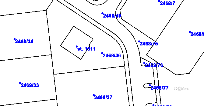 Parcela st. 2468/36 v KÚ Nýrsko, Katastrální mapa