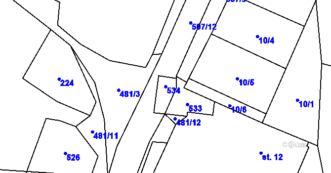 Parcela st. 534 v KÚ Stará Lhota, Katastrální mapa