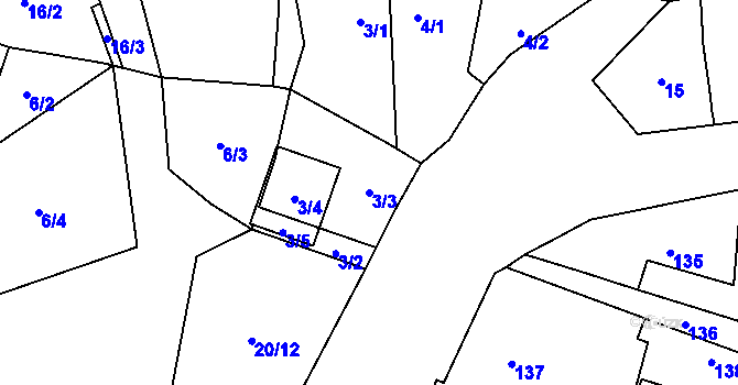 Parcela st. 3/3 v KÚ Kamenný Újezd u Nýřan, Katastrální mapa