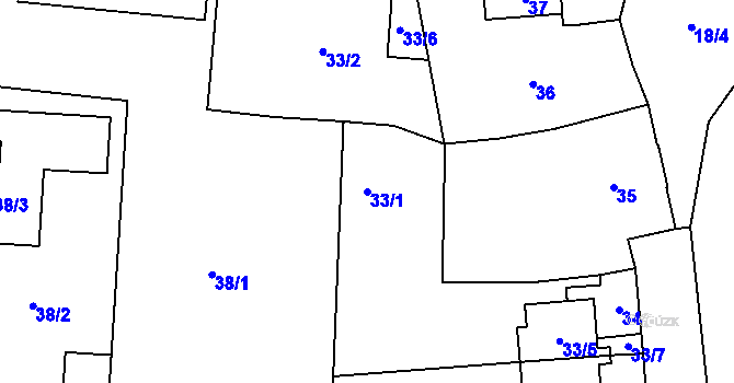 Parcela st. 33/1 v KÚ Kamenný Újezd u Nýřan, Katastrální mapa