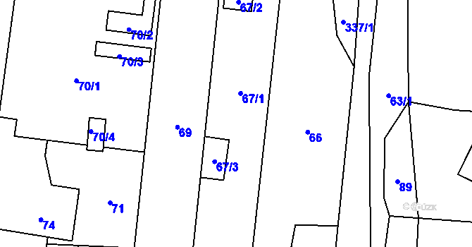 Parcela st. 67 v KÚ Kamenný Újezd u Nýřan, Katastrální mapa