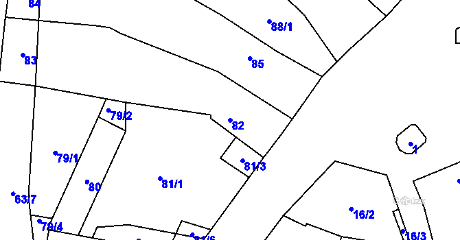 Parcela st. 82 v KÚ Kamenný Újezd u Nýřan, Katastrální mapa