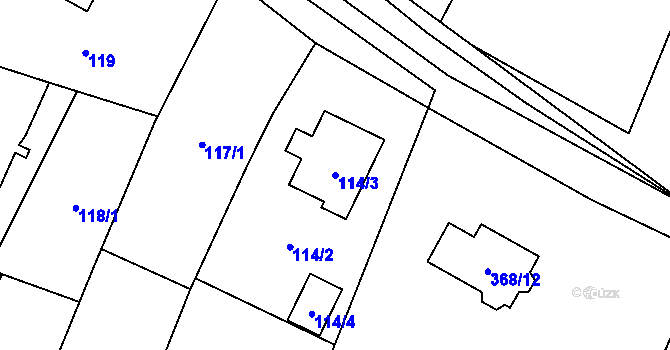 Parcela st. 114/3 v KÚ Kamenný Újezd u Nýřan, Katastrální mapa