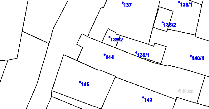 Parcela st. 144 v KÚ Kamenný Újezd u Nýřan, Katastrální mapa