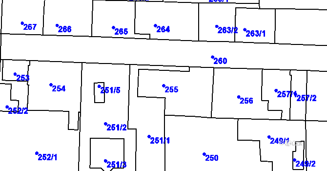 Parcela st. 255 v KÚ Kamenný Újezd u Nýřan, Katastrální mapa