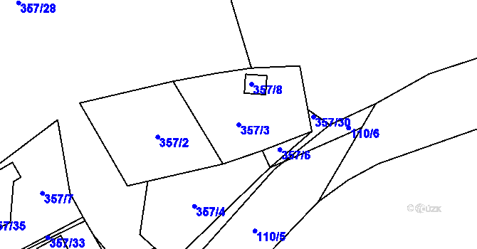 Parcela st. 357/3 v KÚ Kamenný Újezd u Nýřan, Katastrální mapa