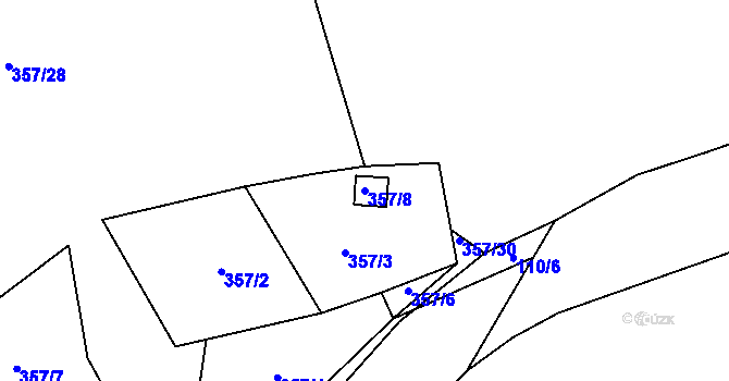 Parcela st. 357/8 v KÚ Kamenný Újezd u Nýřan, Katastrální mapa