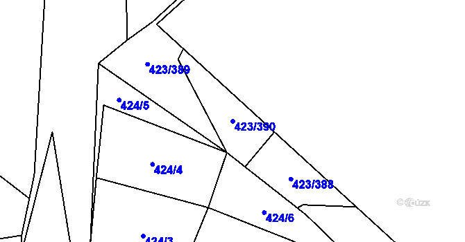 Parcela st. 423/390 v KÚ Kamenný Újezd u Nýřan, Katastrální mapa