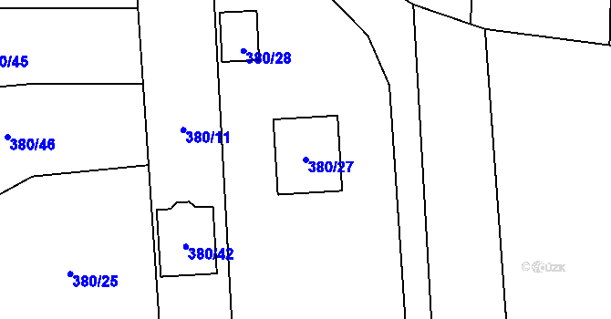 Parcela st. 380/27 v KÚ Kamenný Újezd u Nýřan, Katastrální mapa