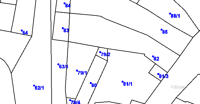 Parcela st. 79/2 v KÚ Kamenný Újezd u Nýřan, Katastrální mapa