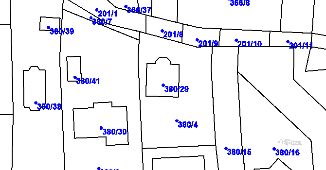 Parcela st. 380/29 v KÚ Kamenný Újezd u Nýřan, Katastrální mapa